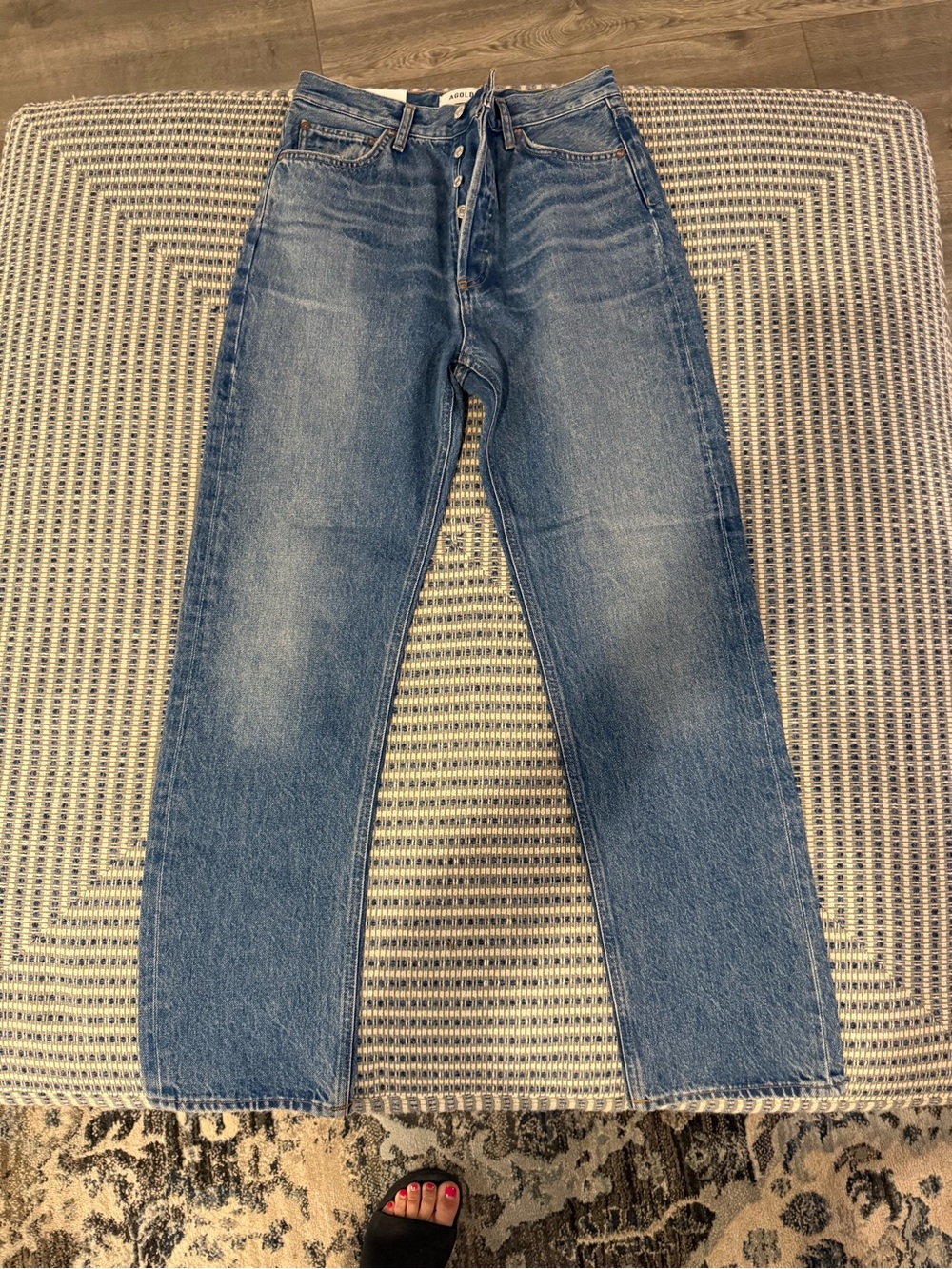 Agolde Straight-Leg Button-Fly Jeans in Faded Blue